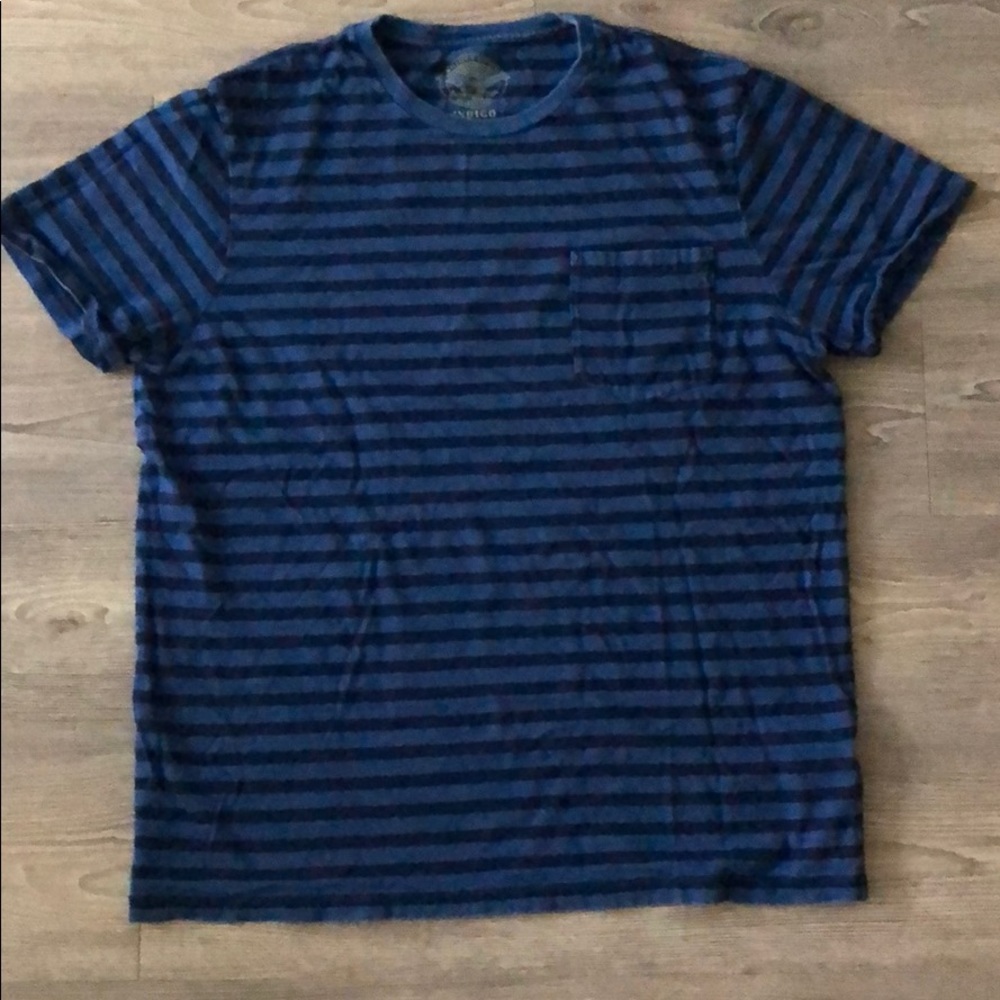 Blue and navy striped t -shirt with pocket